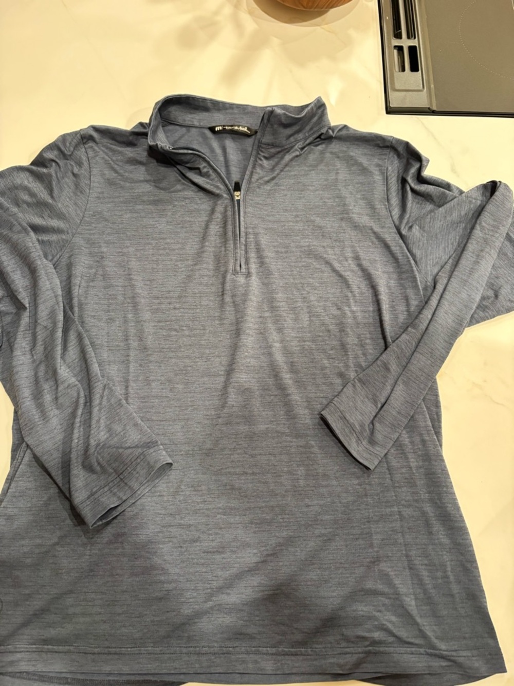 Travis Mathew Heathered Slate Blue Quarter-Zip Pullover